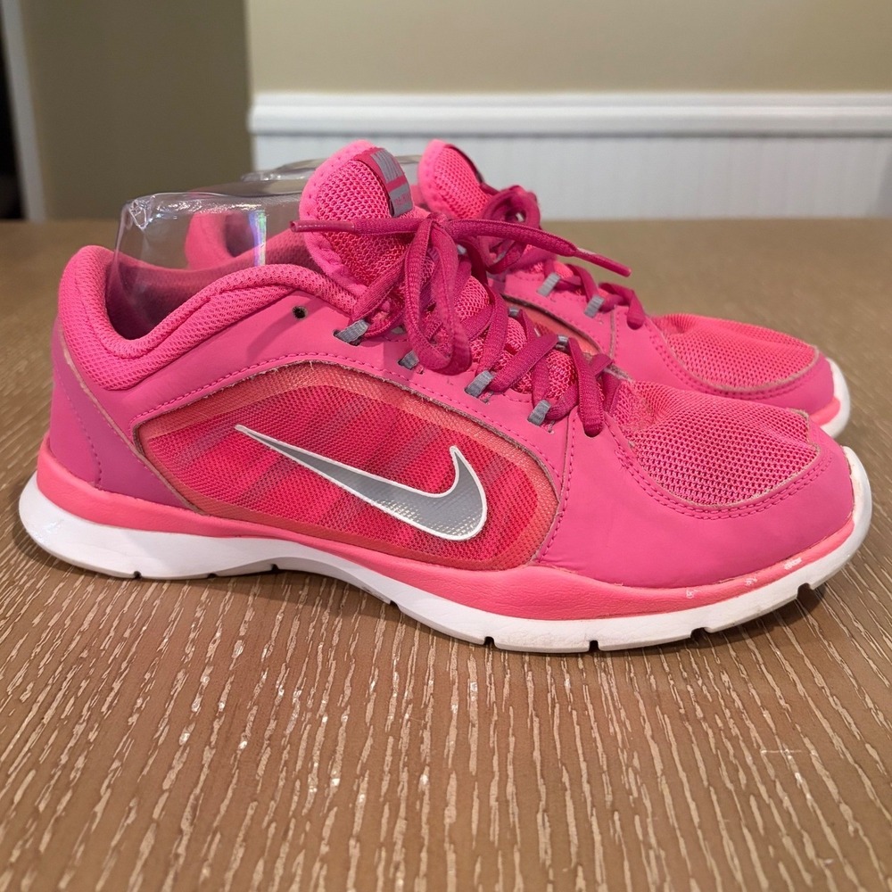 Nike Womens Flex Trainer 4 Training Shoes Pink 643083-605 Low Top Lace Up 7 M